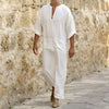 Men Linen Soft Muslim Robes Abaya