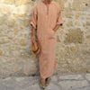 Men Linen Soft Muslim Robes Abaya