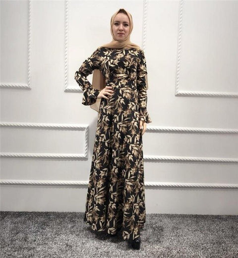 Abaya Dubai Turkey Floral Muslim Long Dress 2019