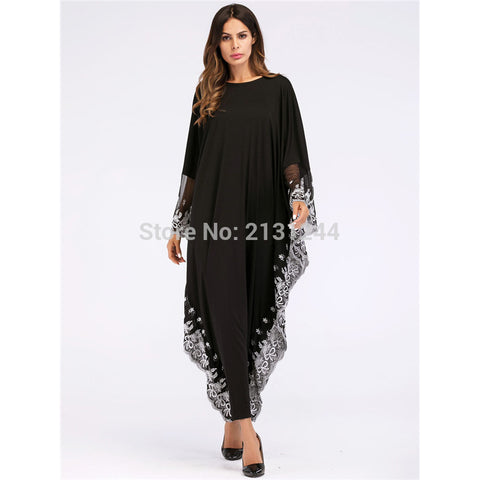 Fashion Adult lace embroidered Robe Dress Muslim